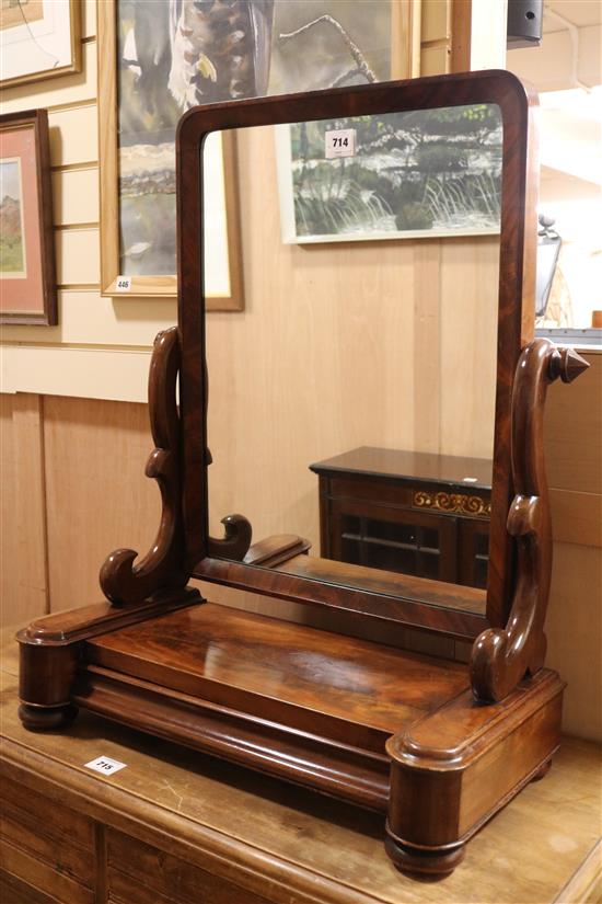 A mid Victorian mahogany toilet mirror, W.63cm